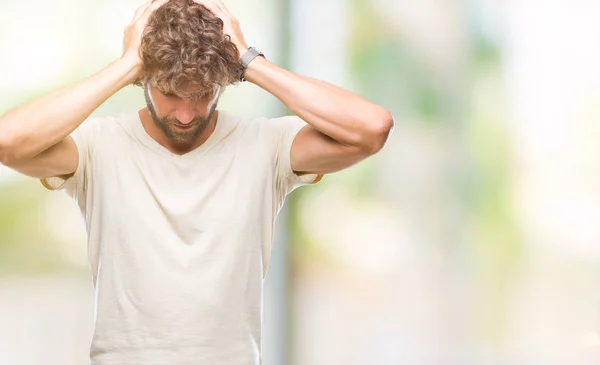 Bello Ispanico Modello Uomo Sfondo Isolato Che Soffre Mal Testa — Foto Stock