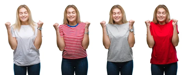 Collage Giovane Bella Donna Bionda Che Indossa Una Shirt Sopra — Foto Stock