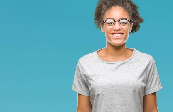 Fiatal Afro Amerikai Szemüveg Viselése Alatt Elszigetelt Háttér Egy Boldog — Stock Fotó