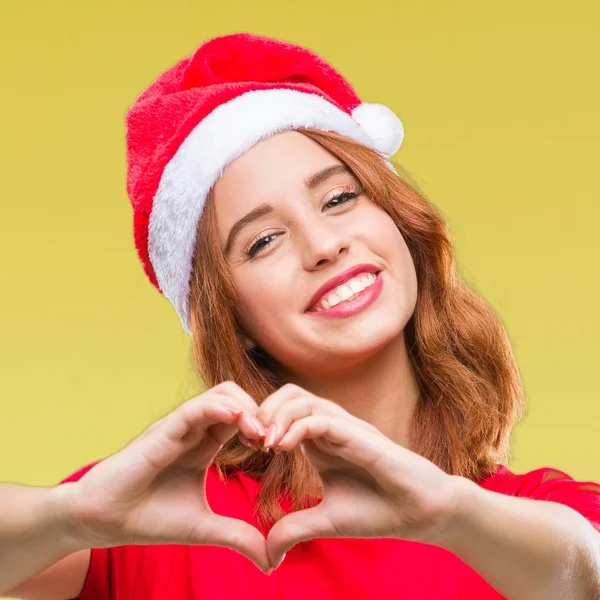 Young Beautiful Woman Isolated Background Wearing Christmas Hat Smiling Love — Stock Photo, Image