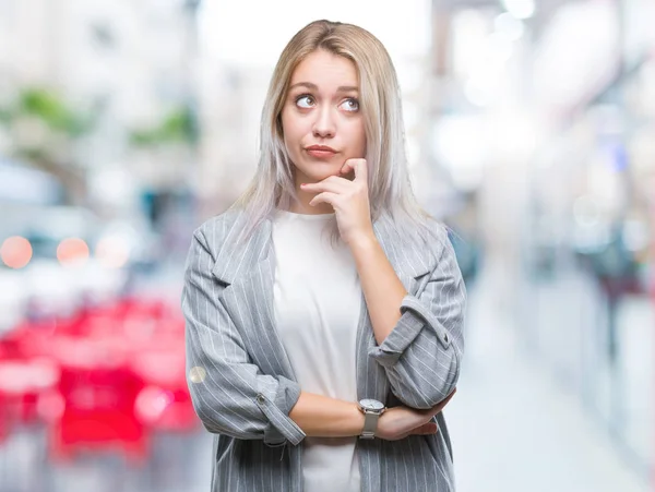 Joven Mujer Negocios Rubia Con Chaqueta Sobre Fondo Aislado Con — Foto de Stock