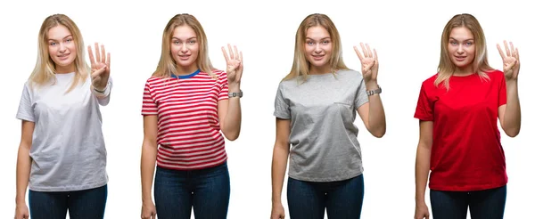 Collage Giovane Bella Donna Bionda Che Indossa Una Shirt Sopra — Foto Stock