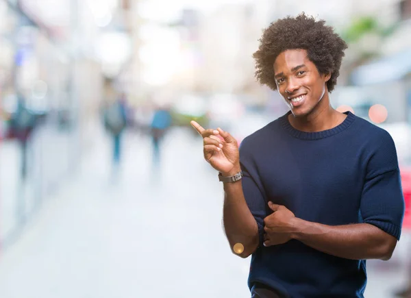 Afro American Man Isolated Background Big Smile Face Pointing Hand — Stock Photo, Image