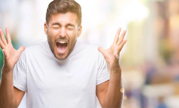 Junger Gutaussehender Mann Mit Isoliertem Hintergrund Der Verrückt Und Erfolgsverrückt — Stockfoto