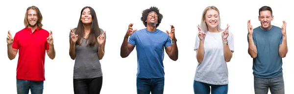 Samenstelling Van African American Hispanic Kaukasische Groep Mensen Geïsoleerde Witte — Stockfoto