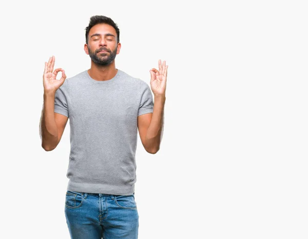 Homem Hispânico Adulto Sobre Fundo Isolado Relaxar Sorrir Com Olhos — Fotografia de Stock