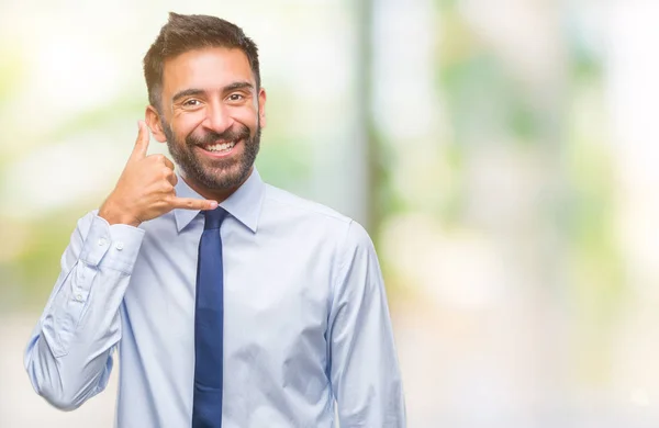 Uomo Affari Ispanico Adulto Sfondo Isolato Che Sorride Facendo Gesti — Foto Stock