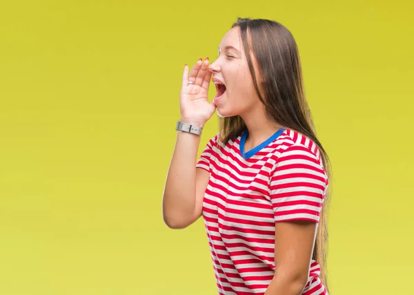 Mujer Hermosa Caucásica Joven Sobre Fondo Aislado Gritando Gritando Fuerte — Foto de Stock