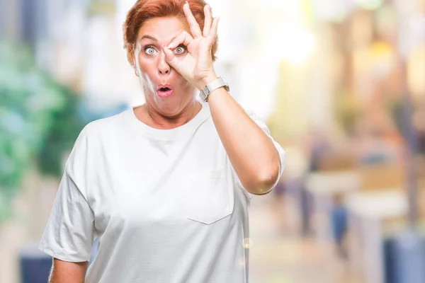 Atrractive Senior Caucasian Redhead Woman Isolated Background Doing Gesture Shocked — Stock Photo, Image