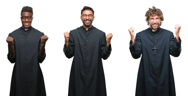 Kolaj Izole Arka Plan Kutlama Üzerinden Hıristiyan Rahip Erkeklerin Şaşırttı — Stok fotoğraf