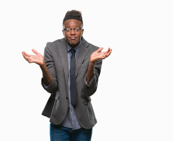 Young African American Business Man Isolated Background Clueless Confused Expression — Stock Photo, Image