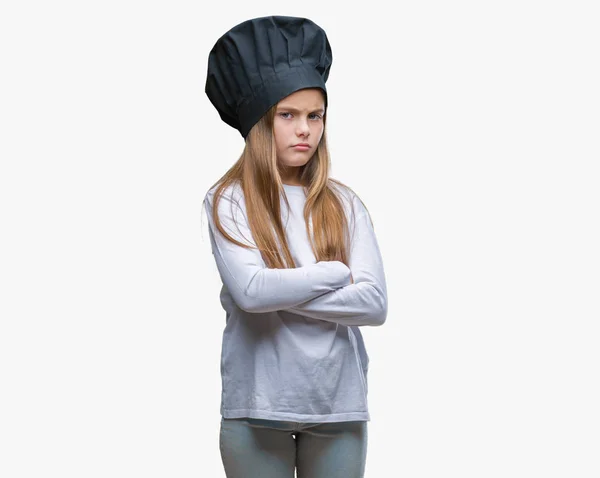 Young Beautiful Girl Wearing Chef Hat Uniform Isolated Background Skeptic — Stock Photo, Image