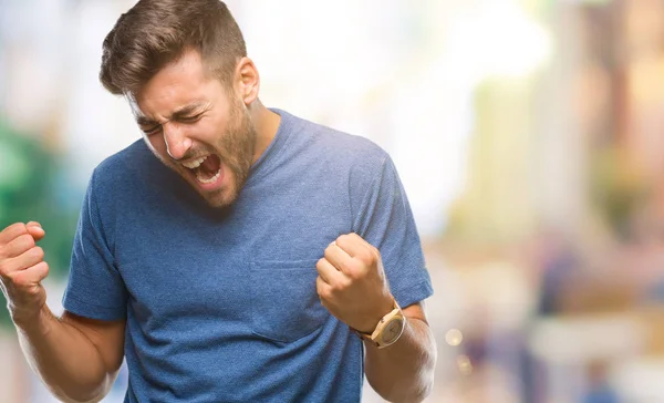 Giovane Bell Uomo Sfondo Isolato Molto Felice Eccitato Facendo Gesto — Foto Stock