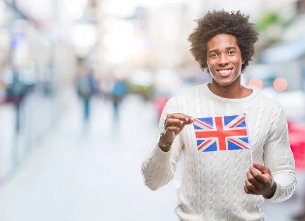 Afro American Man Flag United Kingdom Isolated Background Happy Face — Stock Photo, Image