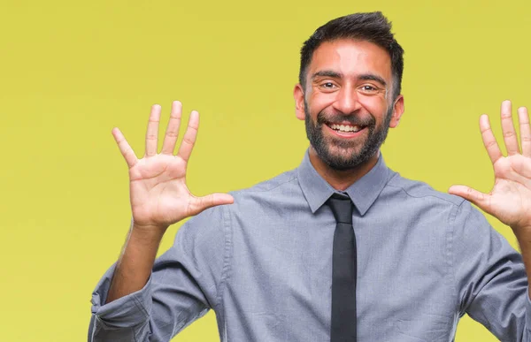 Yetişkin Spanyol Adamı Gösterilen Parmakları Ile Işaret Izole Arka Plan — Stok fotoğraf