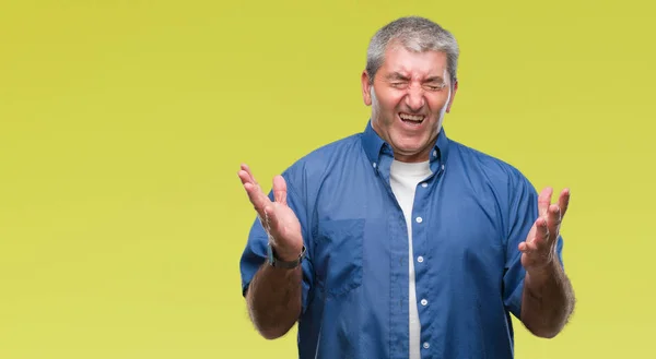 Handsome Senior Man Isolated Background Celebrating Mad Crazy Success Arms — Stock Photo, Image