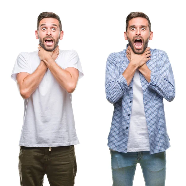 Collage Hombre Joven Con Mirada Casual Sobre Fondo Blanco Aislado — Foto de Stock