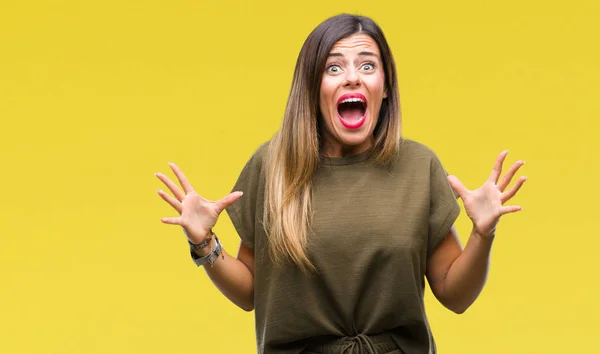 Joven Mujer Hermosa Sobre Fondo Aislado Celebrando Loco Loco Por — Foto de Stock