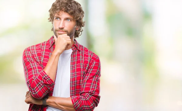 Handsome Hispanic Model Man Isolated Background Looking Confident Camera Smile — Stock Photo, Image