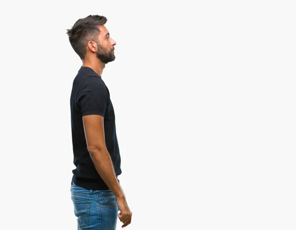 Adult Hispanic Man Isolated Background Looking Side Relax Profile Pose — Stock Photo, Image