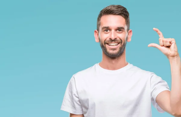 Joven Hombre Guapo Sobre Fondo Aislado Sonriente Seguro Gesto Con — Foto de Stock