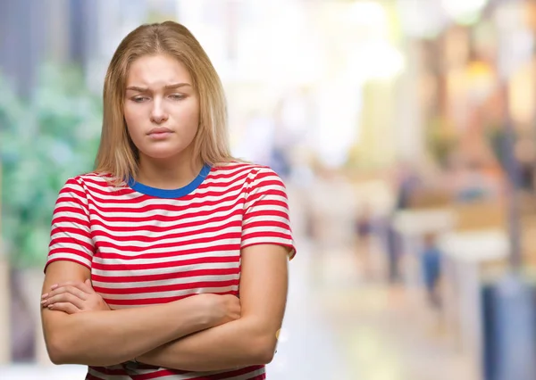 Junge Kaukasische Frau Mit Isoliertem Hintergrund Skeptisch Und Nervös Missbilligender — Stockfoto