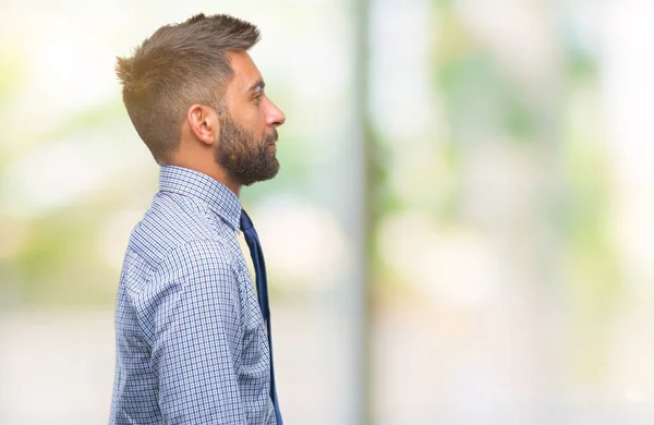 Uomo Affari Ispanico Adulto Sfondo Isolato Cercando Lato Posa Profilo — Foto Stock