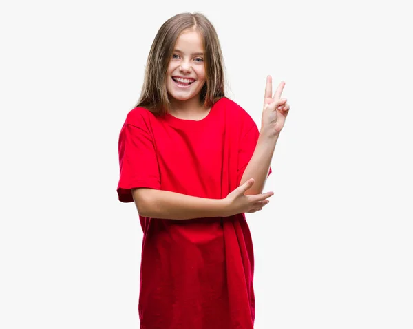 Menina Bonita Nova Sobre Fundo Isolado Sorrindo Com Rosto Feliz — Fotografia de Stock