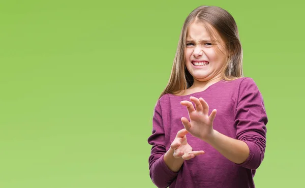 Joven Chica Hermosa Sobre Fondo Aislado Expresión Disgustada Disgustada Temerosa —  Fotos de Stock