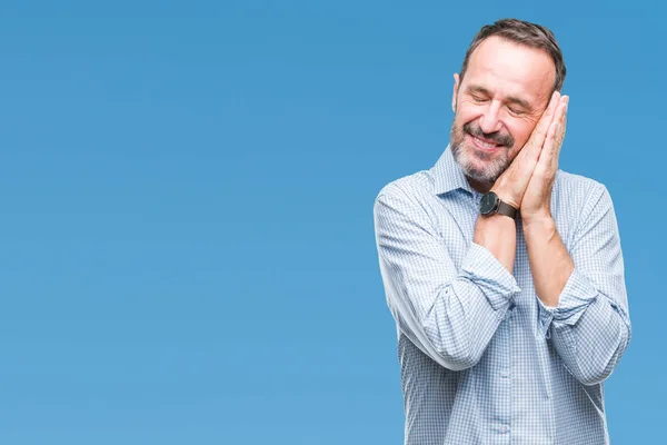 Middle Age Hoary Senior Business Man Isolated Background Sleeping Tired — Stock Photo, Image