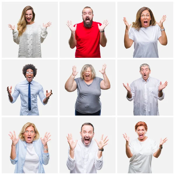 Collage Van Groep Jongeren Middelbare Leeftijd Senior Mensen Geïsoleerde Achtergrond — Stockfoto