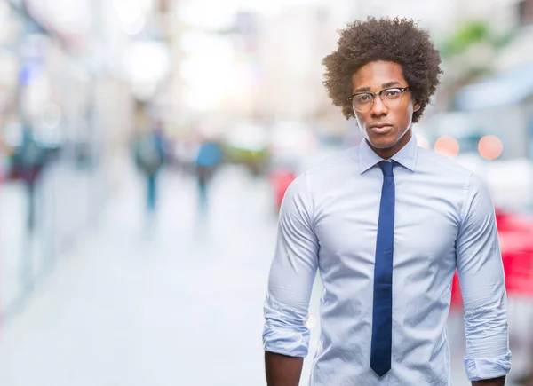 Afro Amerikai Üzletember Szemüveg Elszigetelt Háttér Szkeptikus Ideges Rosszalló Felizgat — Stock Fotó