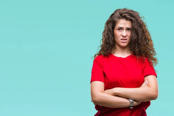 Schöne Brünette Lockige Haare Junges Mädchen Mit Lässigem Blick Über — Stockfoto