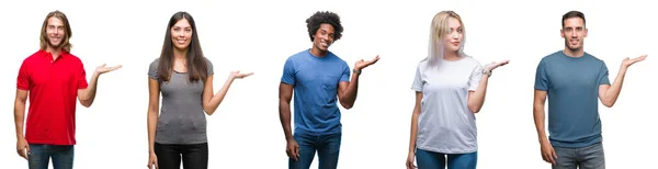 Sammansättningen African American Spansktalande Och Kaukasiska Grupp Människor Över Isolerade — Stockfoto