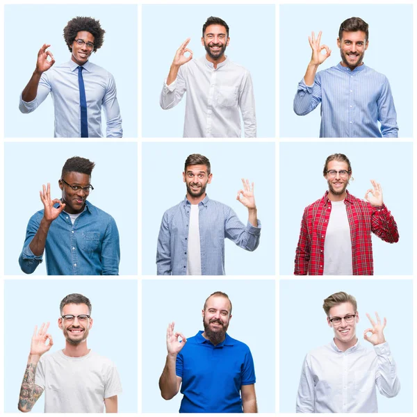 Collage Grupo Hombres Negocios Casuales Sobre Fondo Aislado Sonriendo Positiva — Foto de Stock
