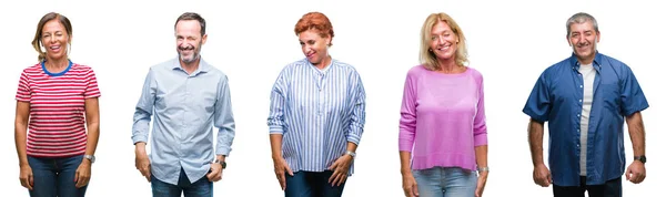 Collage Gruppen Medelålders Och Äldre Personer Över Isolerade Bakgrund Winking — Stockfoto