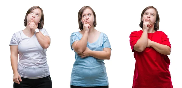 Collage Einer Frau Mit Syndrom Über Isoliertem Hintergrund Mit Der — Stockfoto