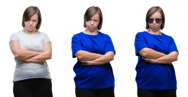 Collage Mujer Síndrome Sobre Fondo Aislado Escéptico Nervioso Desaprobando Expresión —  Fotos de Stock