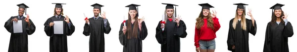 Collage Einer Gruppe Junger Studenten Uniform Über Isoliertem Hintergrund Die — Stockfoto