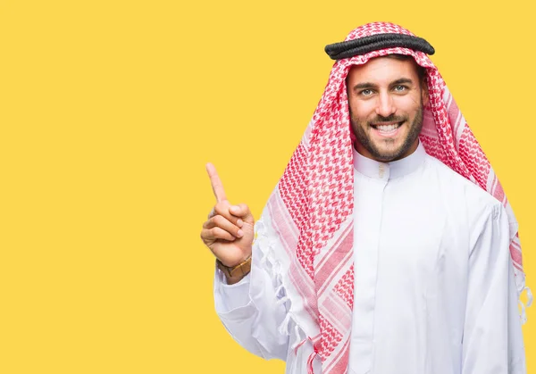 Young Handsome Man Wearing Keffiyeh Isolated Background Big Smile Face — Stock Photo, Image