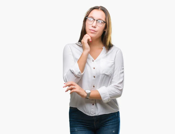 Mladý Bělošský Krásné Obchodní Žena Nosí Brýle Nad Samostatný Pozadí — Stock fotografie