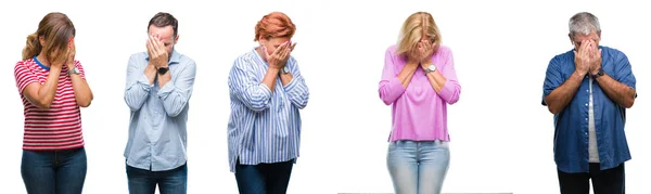 Collage Grupo Personas Mediana Edad Personas Mayores Sobre Fondo Aislado —  Fotos de Stock