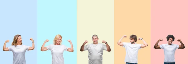 Sammenbrudd Unge Middelaldrende Mennesker Hvit Skjorte Farge Isolert Bakgrunn Som – stockfoto