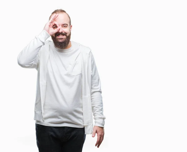 Young Caucasian Hipster Man Wearing Sport Clothes Isolated Background Doing — Stock Photo, Image