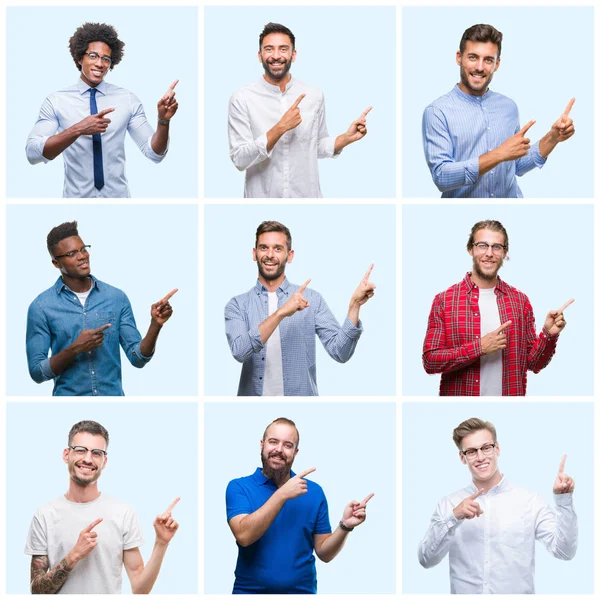 Collage Hombres Negocios Casuales Sobre Fondo Aislado Sonriendo Mirando Cámara — Foto de Stock