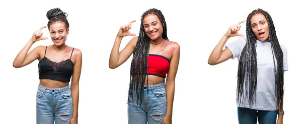 Collage Van African American Vrouw Mooi Gevlochten Haar Met Geboorte — Stockfoto