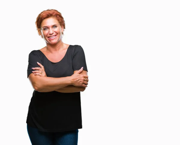 Atrractive Senior Caucasian Redhead Woman Isolated Background Happy Face Smiling — Stock Photo, Image