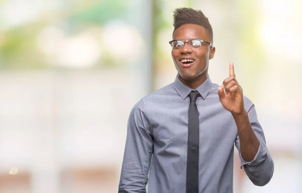 Young African American Business Man Isolated Background Pointing Finger Successful — Stock Photo, Image