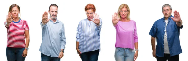 Collage Van Groep Van Middelbare Leeftijd Senior Mensen Geïsoleerde Achtergrond — Stockfoto