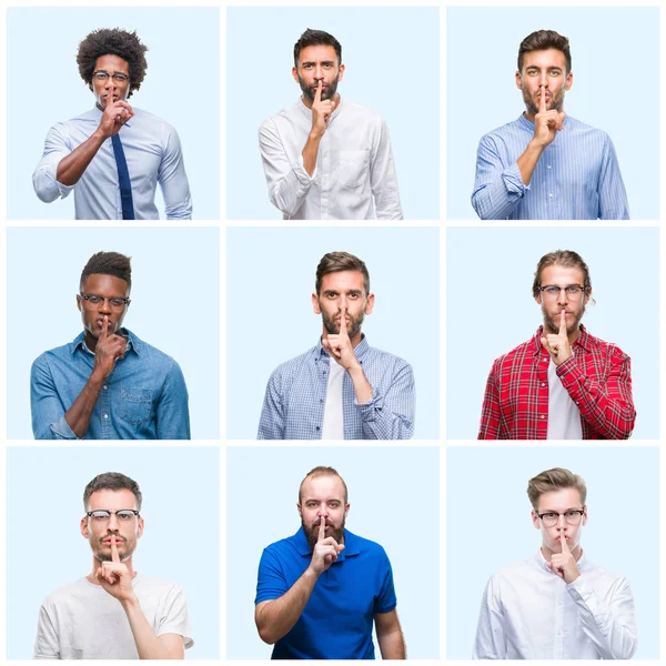 Collage Van Groep Business Casual Mannen Geïsoleerde Achtergrond Vragen Stil — Stockfoto